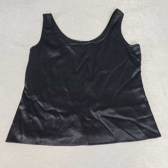 Marina women's satin black tank Sz Large Goth Fairy grunge Matrix Dark feminine - Picture 1 of 9